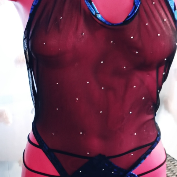 Black transparent stretch one piece